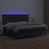 Cama Doble | Cama Box Spring | Cama Para Adultos Colchón Y Led Cuero Sintético Negro 200x200 Cm Cfw623056