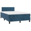 Cama Matrimonial | Cama Para Adultos | Cama Box Spring Colchón Y Led Terciopelo Azul Oscuro 120x190 Cm Cfw865521