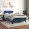 Cama Matrimonial | Cama Para Adultos | Cama Box Spring Colchón Y Led Terciopelo Azul Oscuro 120x190 Cm Cfw865521