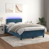 Cama Matrimonial | Cama Para Adultos | Cama Box Spring Colchón Y Led Terciopelo Azul Oscuro 120x190 Cm Cfw684230