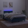 Cama Matrimonial | Cama Para Adultos | Cama Box Spring Colchón Y Led Terciopelo Azul Oscuro 120x200 Cm Cfw781276