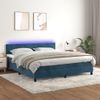 Cama Doble | Cama Box Spring | Cama Para Adultos Colchón Y Led Terciopelo Azul Oscuro 160x200 Cm Cfw801172