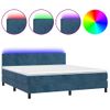 Cama Doble | Cama Box Spring | Cama Para Adultos Colchón Y Led Terciopelo Azul Oscuro 160x200 Cm Cfw801172