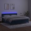 Cama Doble | Cama Box Spring | Cama Para Adultos Colchón Y Led Terciopelo Azul Oscuro 160x200 Cm Cfw801172