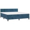 Cama Doble | Cama Box Spring | Cama Para Adultos Colchón Y Led Terciopelo Azul Oscuro 160x200 Cm Cfw801172