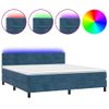 Cama Matrimonial | Cama Para Adultos | Cama Box Spring Colchón Y Led Terciopelo Azul Oscuro 180x200 Cm Cfw178616