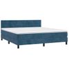 Cama Matrimonial | Cama Para Adultos | Cama Box Spring Colchón Y Led Terciopelo Azul Oscuro 180x200 Cm Cfw178616