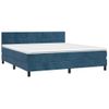 Cama Matrimonial | Cama Para Adultos | Cama Box Spring Colchón Y Led Terciopelo Azul Oscuro 180x200 Cm Cfw86963