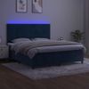 Cama Matrimonial | Cama Para Adultos | Cama Box Spring Colchón Y Led Terciopelo Azul Oscuro 180x200 Cm Cfw739194