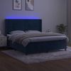 Cama Matrimonial | Cama Para Adultos | Cama Box Spring Colchón Y Led Terciopelo Azul Oscuro 180x200 Cm Cfw792663