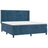 Cama Matrimonial | Cama Para Adultos | Cama Box Spring Colchón Y Led Terciopelo Azul Oscuro 180x200 Cm Cfw792663