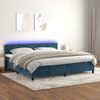 Cama Doble | Cama Box Spring | Cama Para Adultos Colchón Y Led Terciopelo Azul Oscuro 200x200 Cm Cfw447601