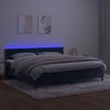 Cama Doble | Cama Box Spring | Cama Para Adultos Colchón Y Led Terciopelo Azul Oscuro 200x200 Cm Cfw383180