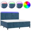 Cama Doble | Cama Box Spring | Cama Para Adultos Colchón Y Led Terciopelo Azul Oscuro 200x200 Cm Cfw238642