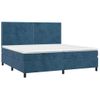 Cama Doble | Cama Box Spring | Cama Para Adultos Colchón Y Led Terciopelo Azul Oscuro 200x200 Cm Cfw238642