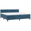 Cama Doble | Cama Box Spring | Cama Para Adultos Colchón Y Led Terciopelo Azul Oscuro 200x200 Cm Cfw333419