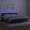 Cama Matrimonial | Cama Para Adultos | Cama Box Spring Colchón Y Led Terciopelo Azul Oscuro 200x200 Cm Cfw119297