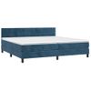 Cama Matrimonial | Cama Para Adultos | Cama Box Spring Colchón Y Led Terciopelo Azul Oscuro 200x200 Cm Cfw51347