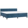 Cama Matrimonial | Cama Para Adultos | Cama Box Spring Colchón Y Led Terciopelo Azul Oscuro 200x200 Cm Cfw277092