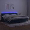 Cama Matrimonial | Cama Para Adultos | Cama Box Spring Colchón Y Led Terciopelo Azul Oscuro 200x200 Cm Cfw277092