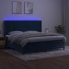 Cama Matrimonial | Cama Para Adultos | Cama Box Spring Colchón Y Led Terciopelo Azul Oscuro 200x200 Cm Cfw722667