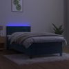 Cama Para Adultos | Cama Box Spring Colchón Y Led Terciopelo Azul Oscuro 80x200 Cm Cfw669030