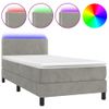 Cama Individual | Cama Para Adultos | Cama Box Spring Colchón Y Led Terciopelo Gris Claro 100x200 Cm Cfw872670