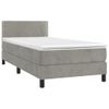 Cama Individual | Cama Para Adultos | Cama Box Spring Colchón Y Led Terciopelo Gris Claro 100x200 Cm Cfw872670