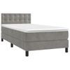 Cama Individual | Cama Box Spring | Cama Para Adultos Colchón Y Led Terciopelo Gris Claro 100x200 Cm Cfw854302