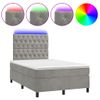 Cama Matrimonial | Cama Para Adultos | Cama Box Spring Colchón Y Led Terciopelo Gris Claro 120x190 Cm Cfw651538