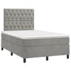 Cama Matrimonial | Cama Para Adultos | Cama Box Spring Colchón Y Led Terciopelo Gris Claro 120x190 Cm Cfw651538