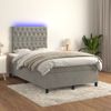 Cama Matrimonial | Cama Para Adultos | Cama Box Spring Colchón Y Led Terciopelo Gris Claro 120x190 Cm Cfw651538