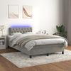 Cama Doble | Cama Box Spring | Cama Para Adultos Colchón Y Led Terciopelo Gris Claro 120x200 Cm Cfw171820