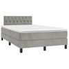 Cama Doble | Cama Box Spring | Cama Para Adultos Colchón Y Led Terciopelo Gris Claro 120x200 Cm Cfw171820