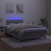 Cama Doble | Cama Box Spring | Cama Para Adultos Colchón Y Led Terciopelo Gris Claro 120x200 Cm Cfw171820