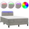 Cama Matrimonial | Cama Para Adultos | Cama Box Spring Colchón Y Led Terciopelo Gris Claro 120x200 Cm Cfw201962