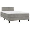 Cama Matrimonial | Cama Para Adultos | Cama Box Spring Colchón Y Led Terciopelo Gris Claro 120x200 Cm Cfw201962