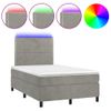 Cama Doble | Cama Box Spring | Cama Para Adultos Colchón Y Led Terciopelo Gris Claro 120x200 Cm Cfw575752