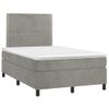 Cama Doble | Cama Box Spring | Cama Para Adultos Colchón Y Led Terciopelo Gris Claro 120x200 Cm Cfw575752