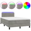 Cama Doble | Cama Box Spring | Cama Para Adultos Colchón Y Led Terciopelo Gris Claro 120x200 Cm Cfw976475