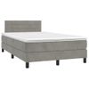 Cama Doble | Cama Box Spring | Cama Para Adultos Colchón Y Led Terciopelo Gris Claro 120x200 Cm Cfw976475