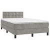 Cama Doble | Cama Box Spring | Cama Para Adultos Colchón Y Led Terciopelo Gris Claro 120x200 Cm Cfw408237