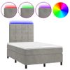 Cama Doble | Cama Box Spring | Cama Para Adultos Colchón Y Led Terciopelo Gris Claro 120x200 Cm Cfw297344