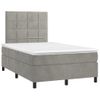 Cama Doble | Cama Box Spring | Cama Para Adultos Colchón Y Led Terciopelo Gris Claro 120x200 Cm Cfw297344