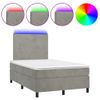 Cama Doble | Cama Box Spring | Cama Para Adultos Colchón Y Led Terciopelo Gris Claro 120x200 Cm Cfw586786