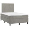 Cama Doble | Cama Box Spring | Cama Para Adultos Colchón Y Led Terciopelo Gris Claro 120x200 Cm Cfw586786