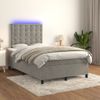 Cama Doble | Cama Box Spring | Cama Para Adultos Colchón Y Led Terciopelo Gris Claro 120x200 Cm Cfw238045