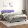 Cama Matrimonial | Cama Para Adultos | Cama Box Spring Colchón Y Led Terciopelo Gris Claro 140x190 Cm Cfw346203