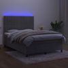 Cama Matrimonial | Cama Para Adultos | Cama Box Spring Colchón Y Led Terciopelo Gris Claro 140x190 Cm Cfw868011