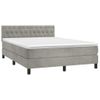 Cama Doble | Cama Box Spring | Cama Para Adultos Colchón Y Led Terciopelo Gris Claro 140x190 Cm Cfw406401